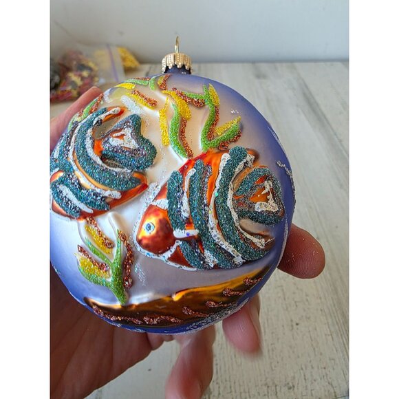 Angel fish glass ornament fish glitter tropical Hawaiian‎ shell Xmas tree - Picture 9 of 9